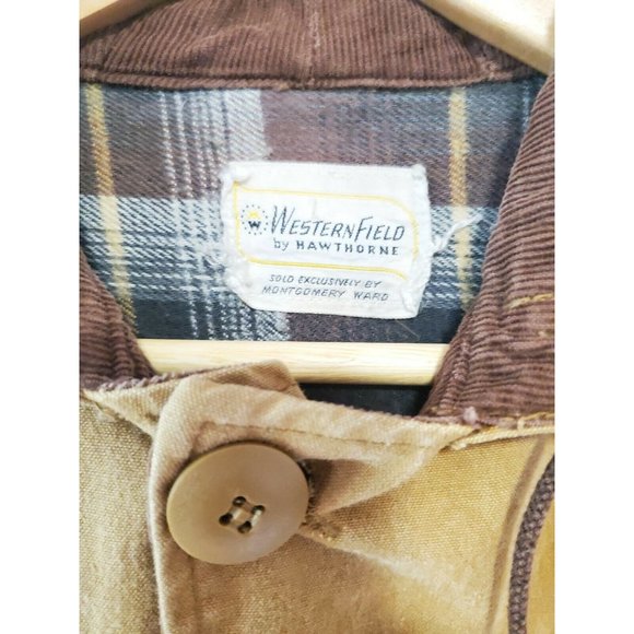 Western Field by Hawthorne VTG Duck Hunting Canvas Jacket Corduroy Flannel Lined - Picture 2 of 9